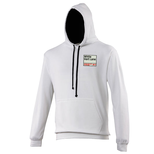 Retro White Hart Lane Contrast Hoodie