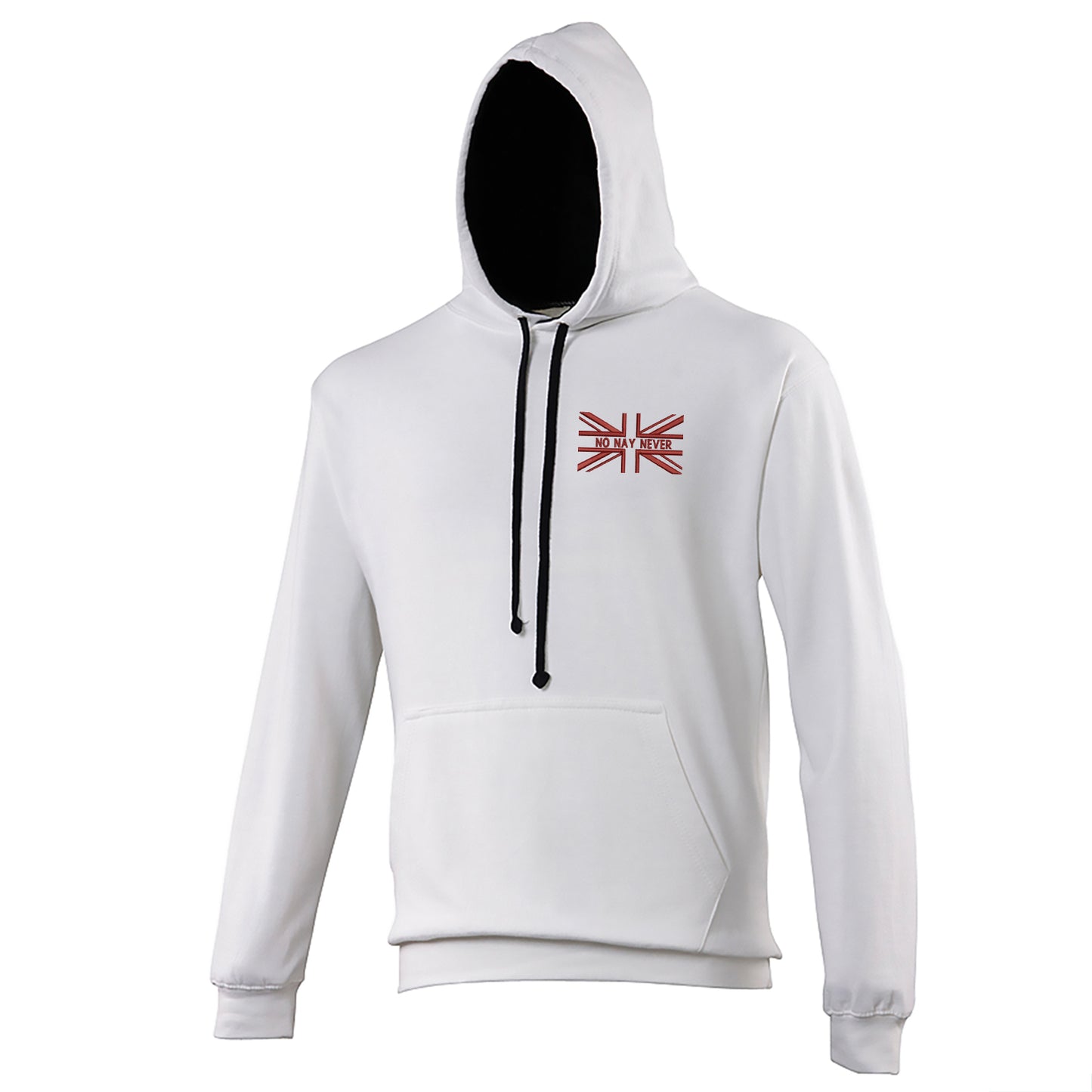 No Nay Never Union Jack Embroidered Contrast Hoodie