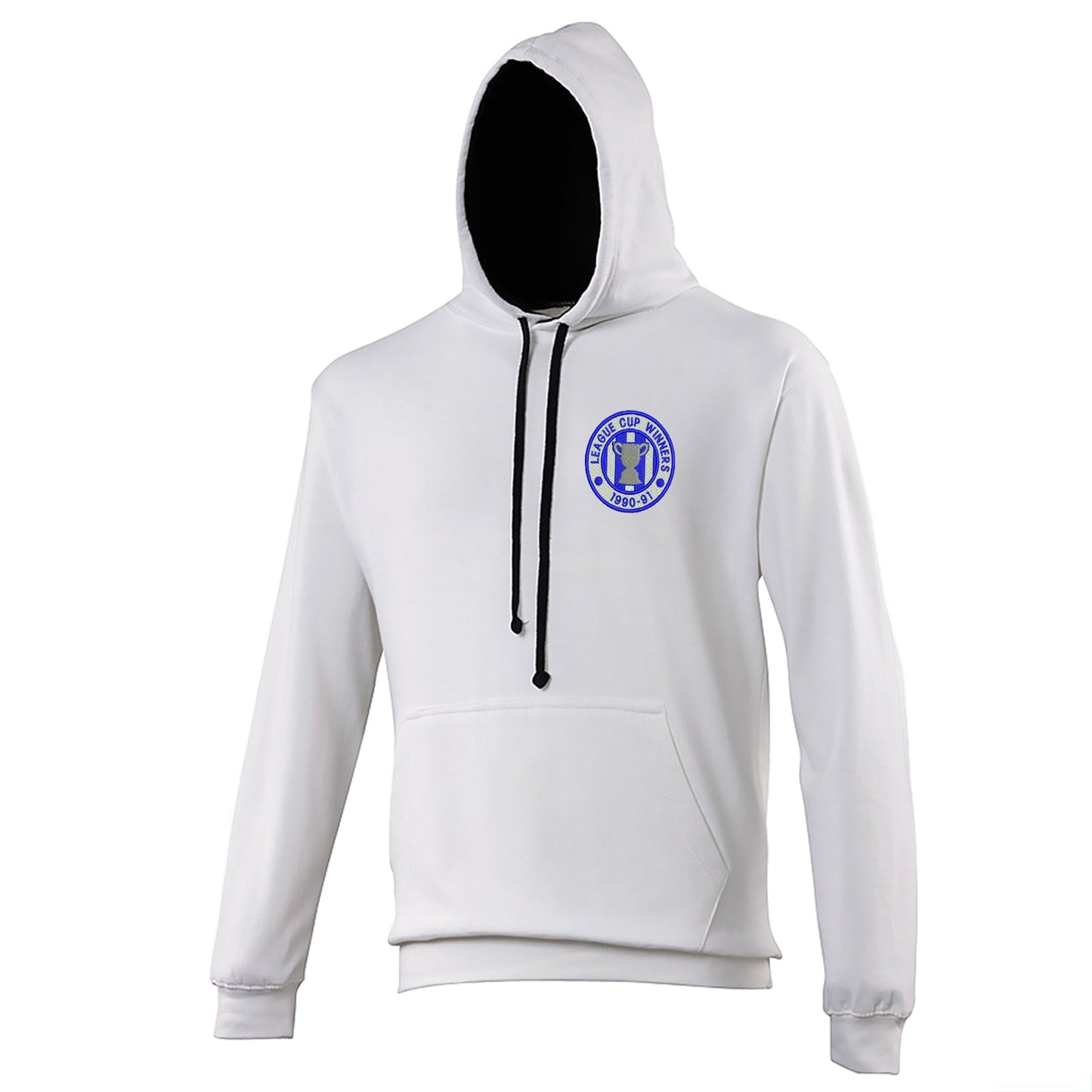 Retro Sheffield Wednesday League Cup Winners 1991 Embroidered Contrast Hoodie
