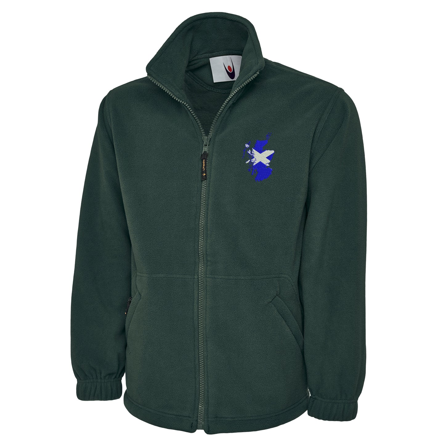 Scotland Flag Map Embroidered Premium Fleece Jacket