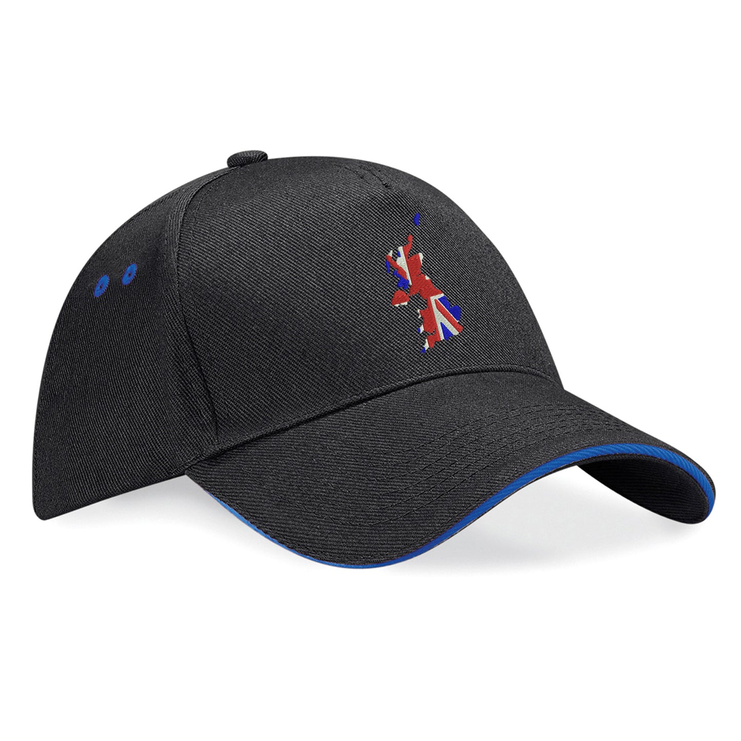 United Kingdom Flag Map Embroidered Baseball Cap