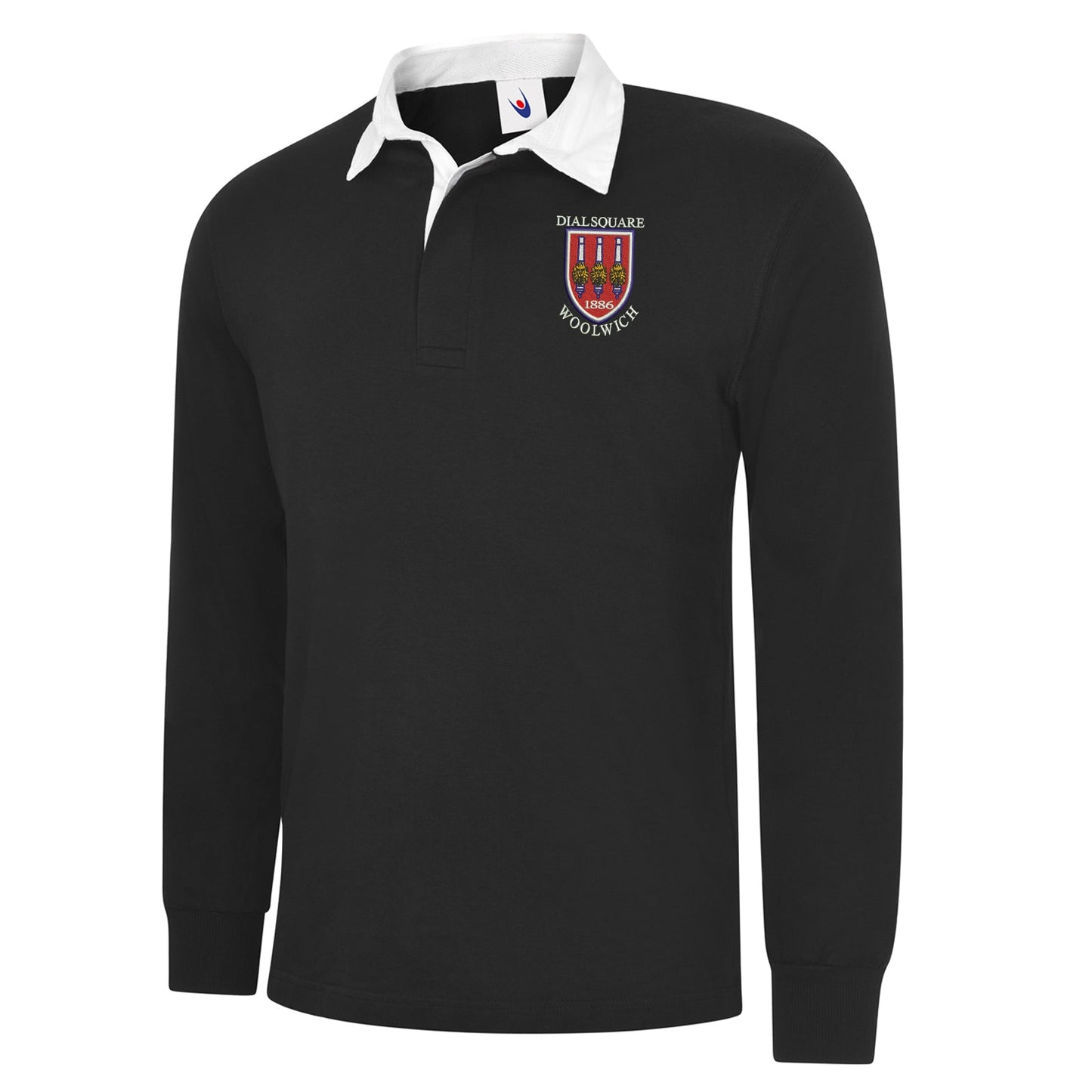 Retro Dial Square Embroidered Long Sleeve Rugby Shirt