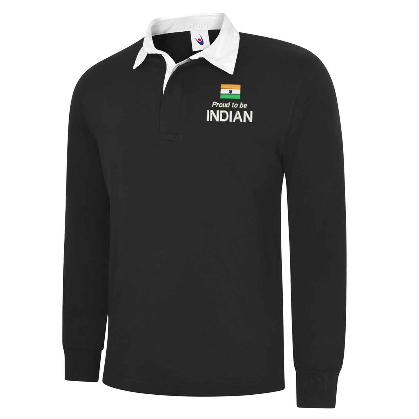 Proud to be Indian Embroidered Long Sleeve Rugby Shirt