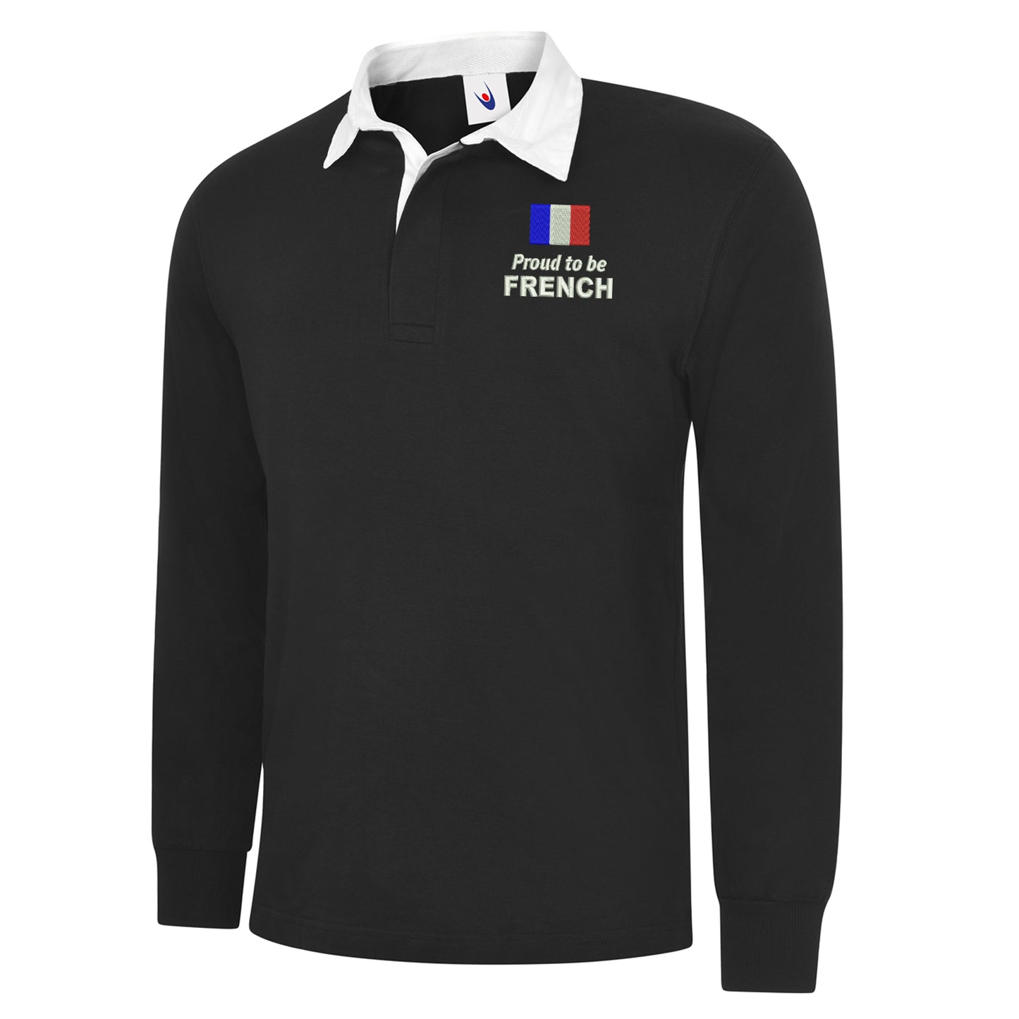 Proud to be French Embroidered Long Sleeve Rugby Shirt