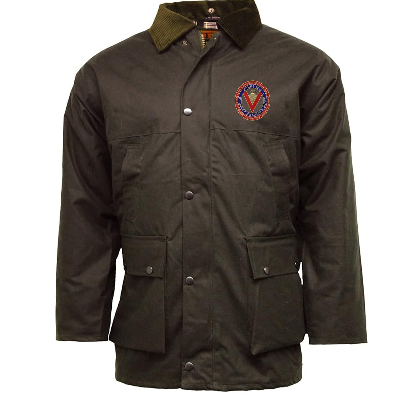 Retro Clapton Orient Somme Memorial Embroidered Padded Wax Jacket