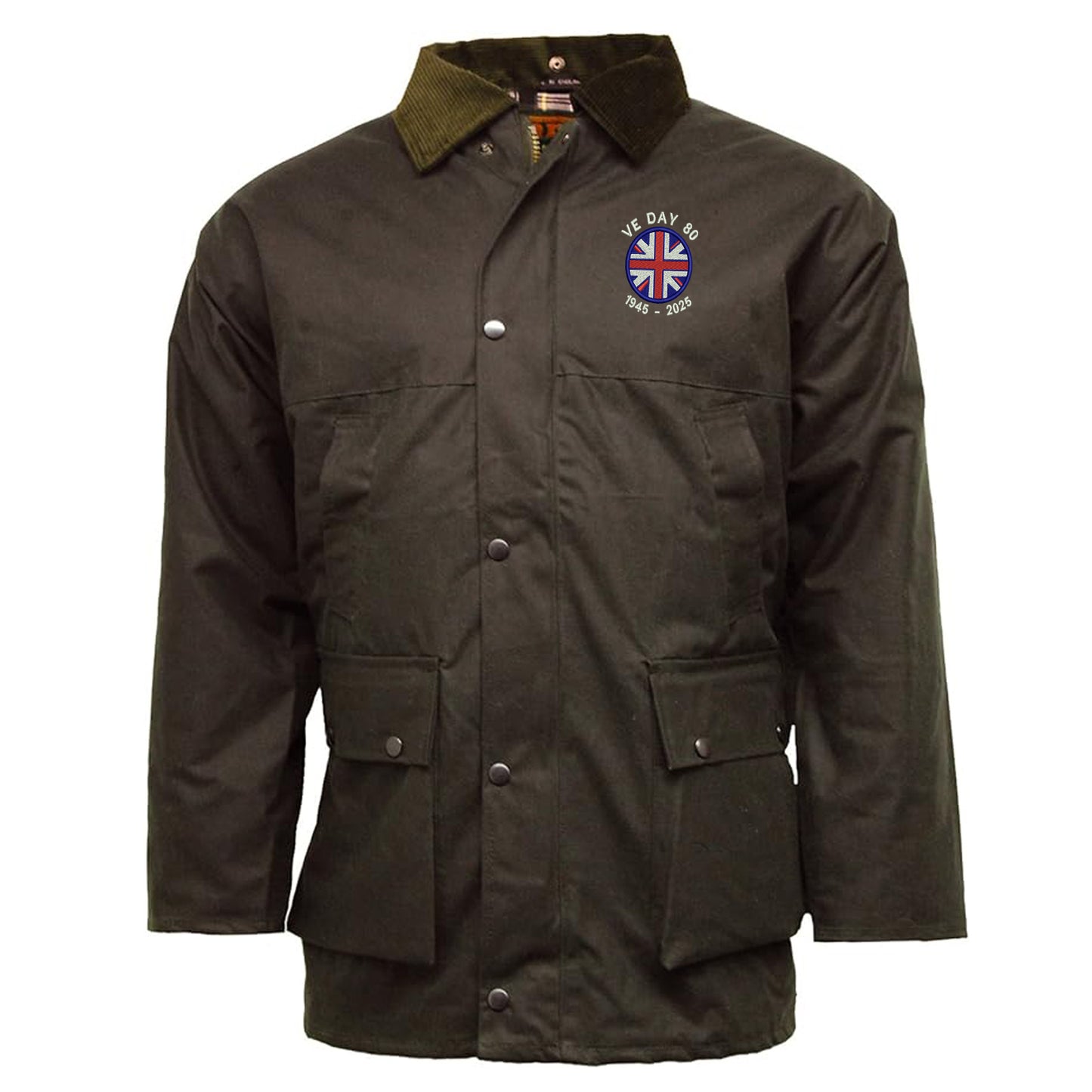VE Day 80 1945-2025 Embroidered Padded Wax Jacket