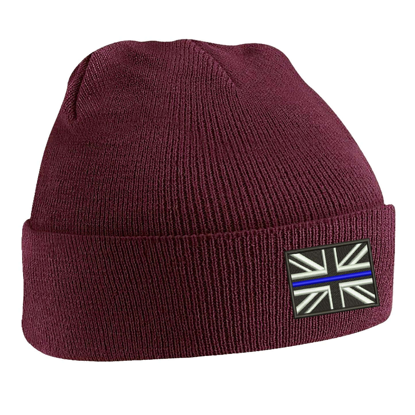 Thin Blue Line Union Jack Embroidered Beanie Hat