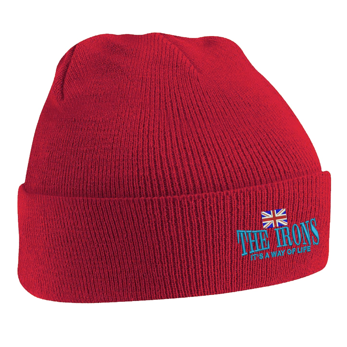 The Irons It's Way of Life Union Jack Embroidered Beanie Hat