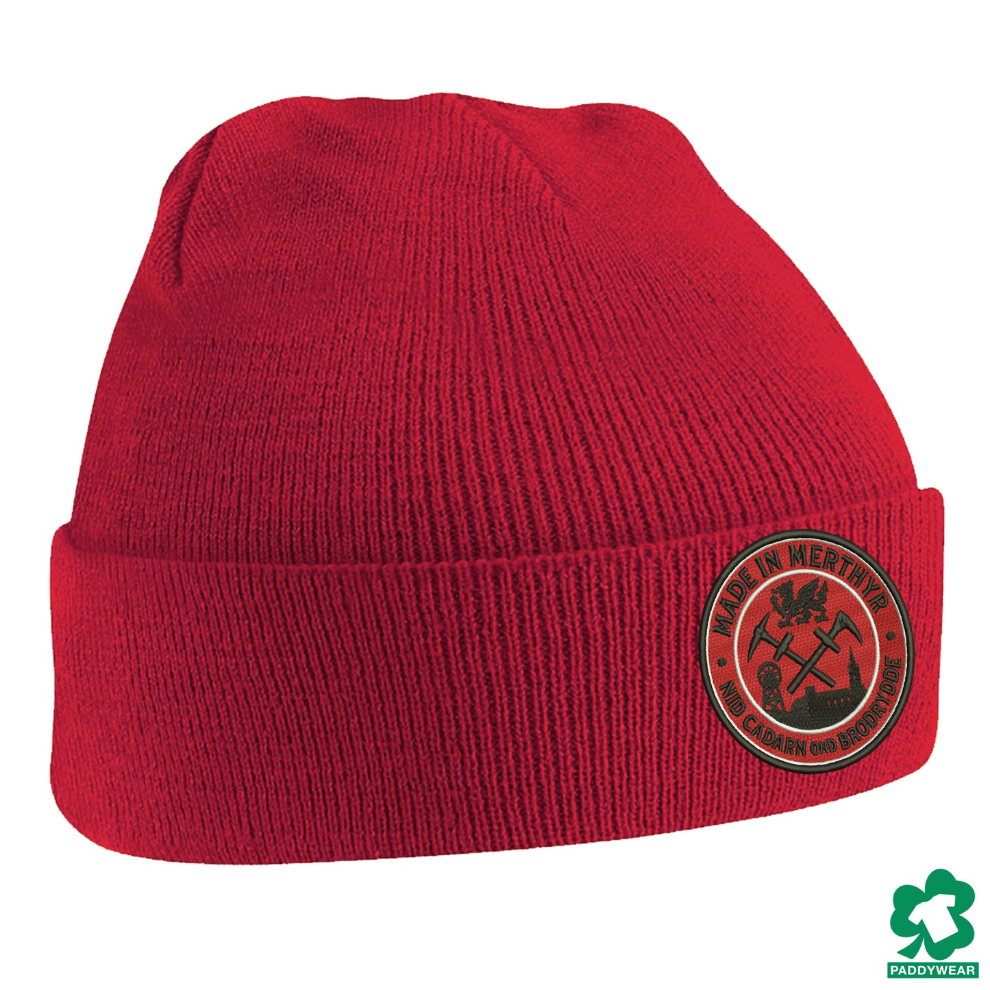 Merthyr Nid Cadern Ond Brodyrdde Embroidered Beanie Hat