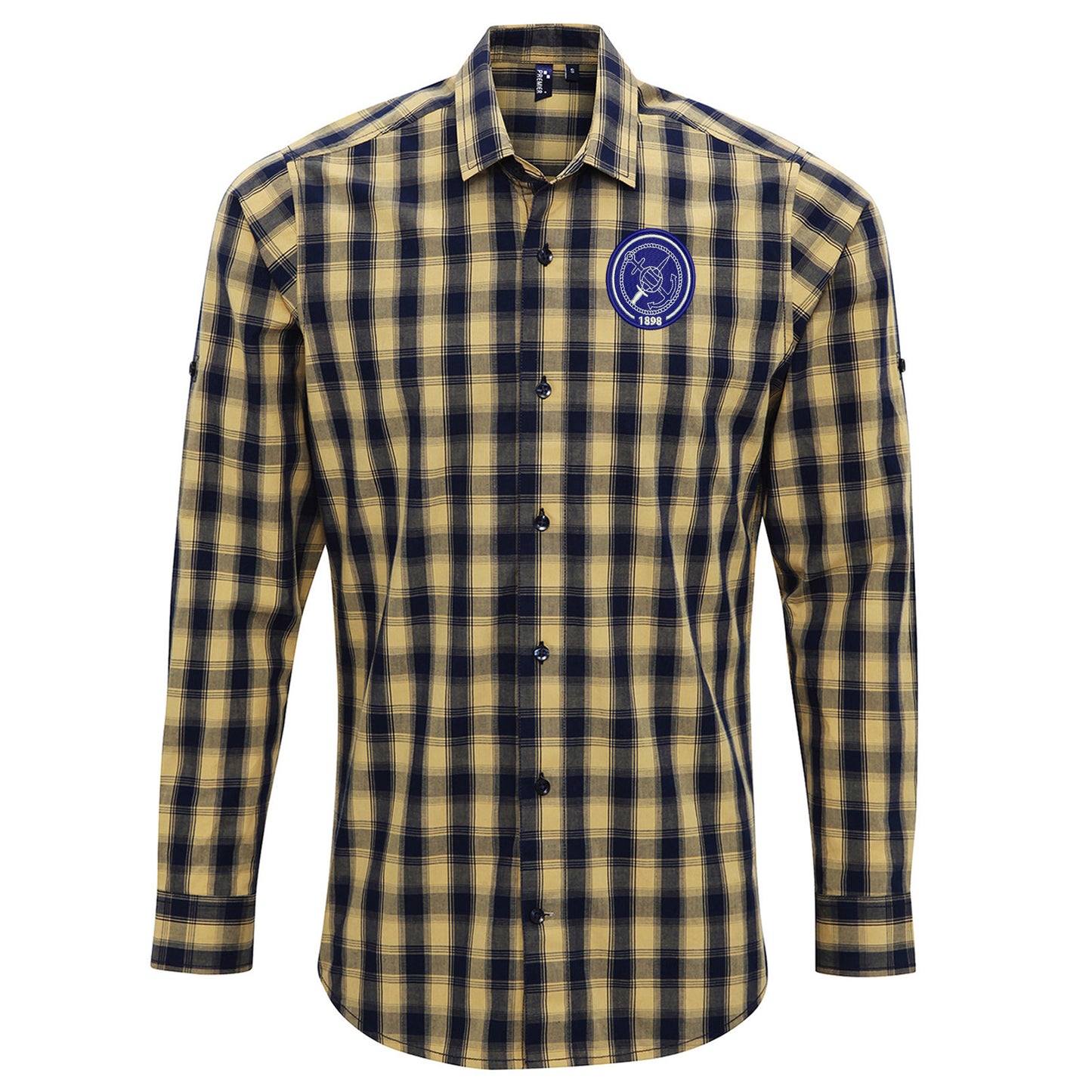 Retro Portsmouth 1898 Embroidered Long Sleeve Mulligan Check Shirt