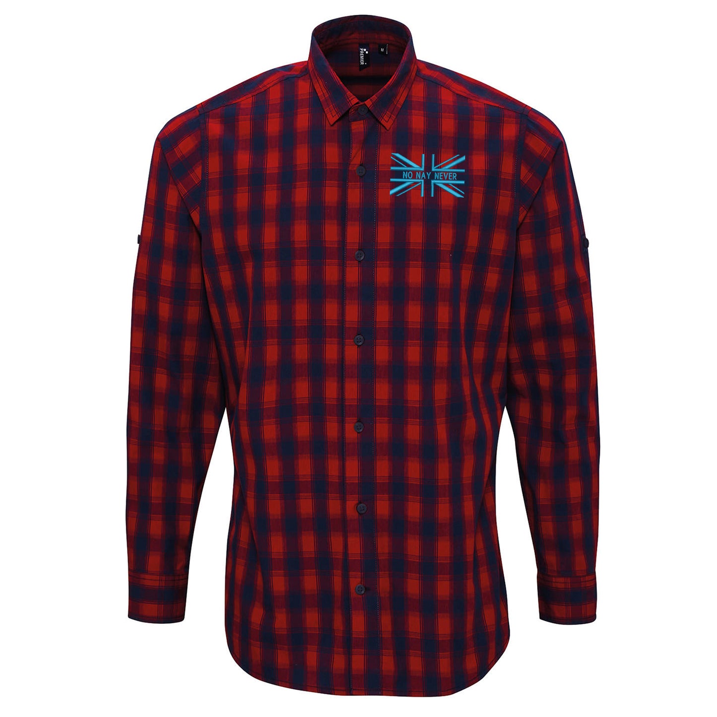No Nay Never Union Jack Embroidered Long Sleeve Mulligan Check Shirt