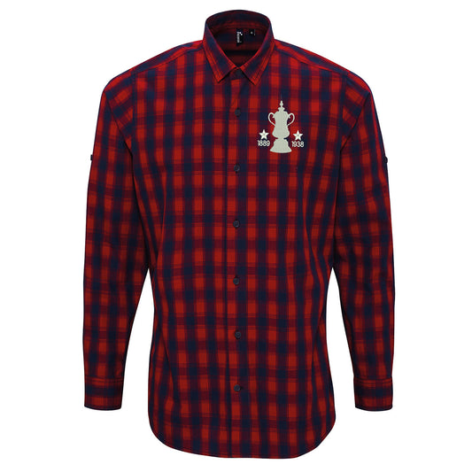 Retro Preston Two Time Cup Winners Embroidered Long Sleeve Mulligan Check Shirt