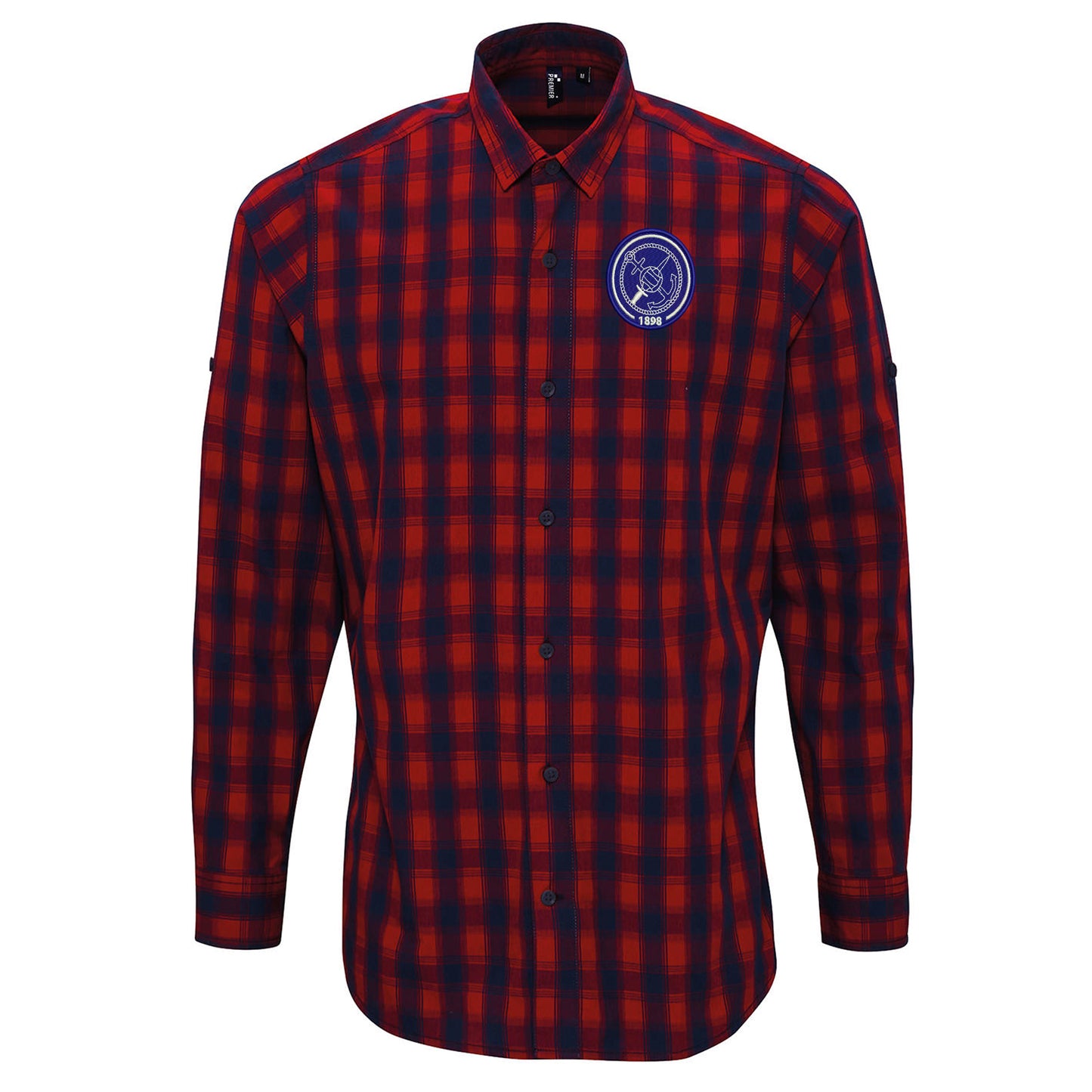 Retro Portsmouth 1898 Embroidered Long Sleeve Mulligan Check Shirt