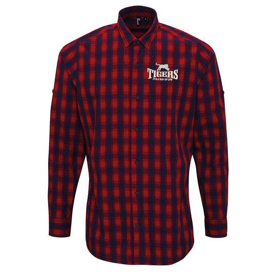 Tigers It's a Way of Life Embroidered Long Sleeve Mulligan Check Shirt