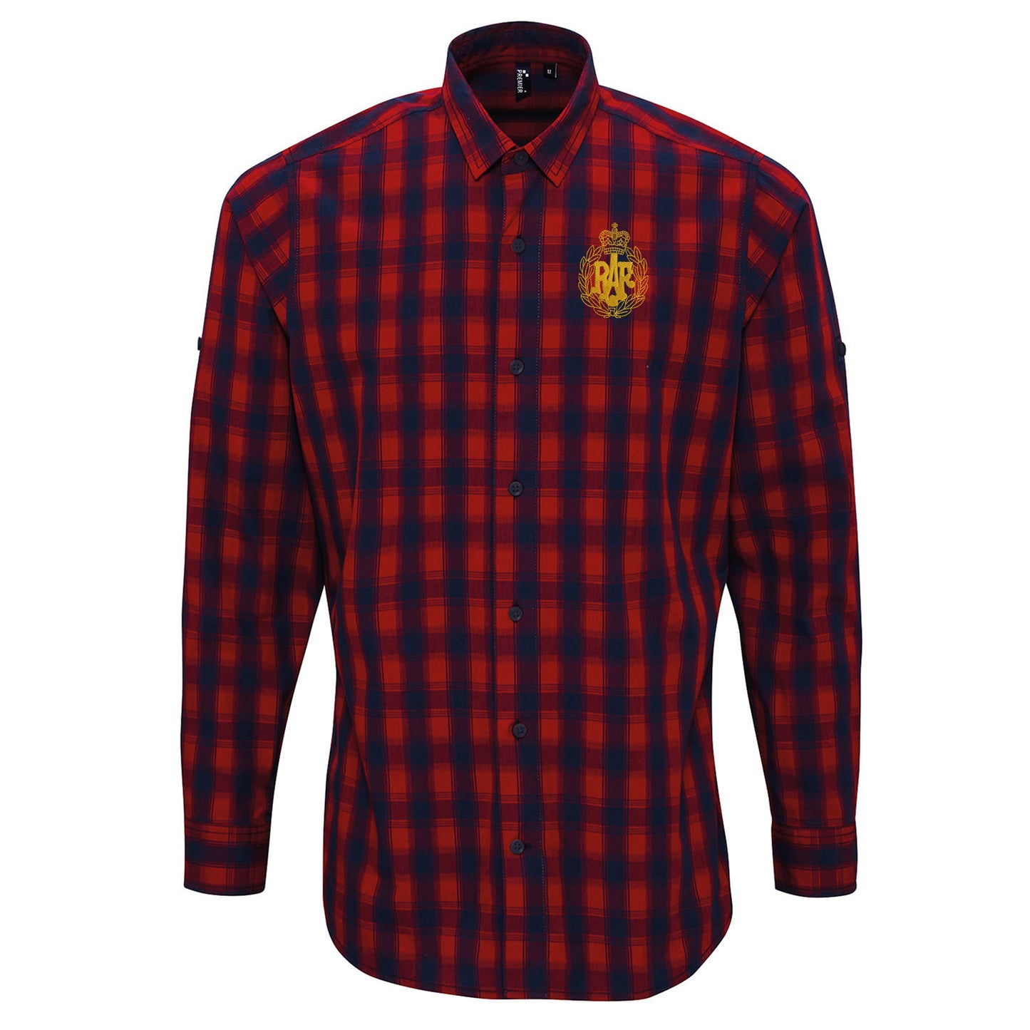 RAF Cap Badge Embroidered Long Sleeve Mulligan Check Shirt