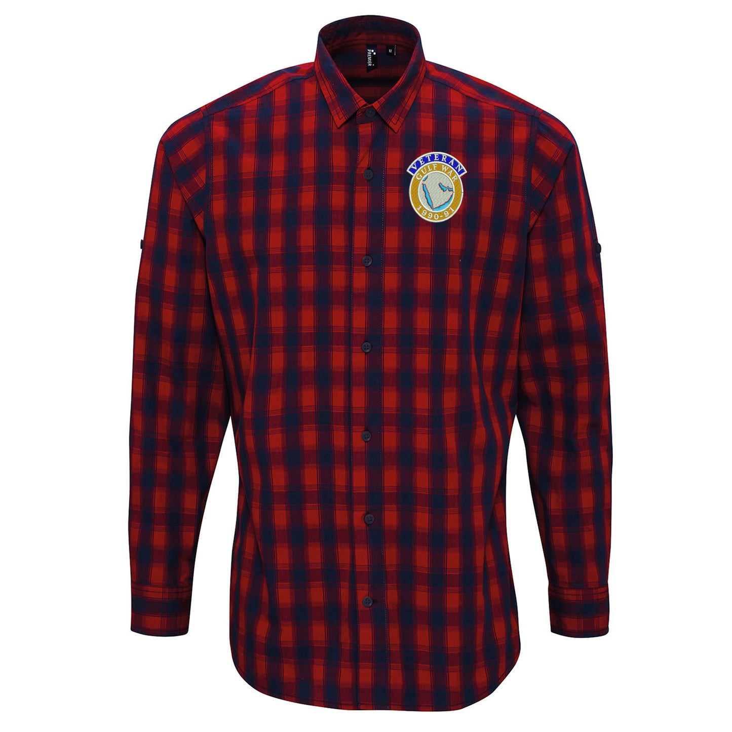 Gulf War Veteran 1990-91 Embroidered Long Sleeve Mulligan Check Shirt
