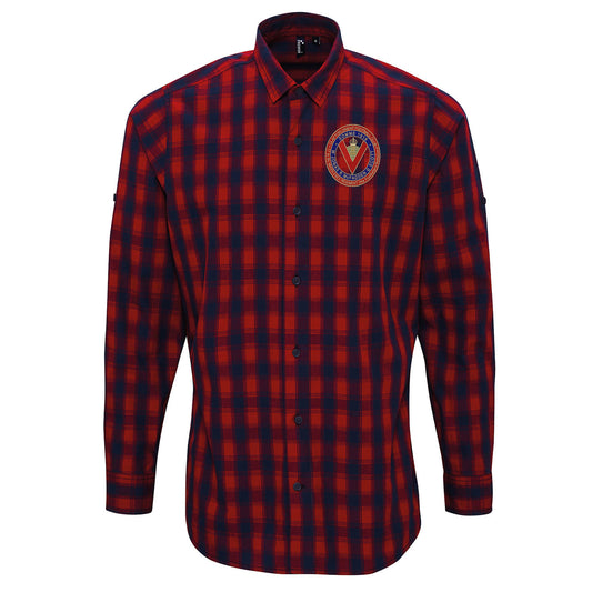 Retro Clapton Orient Somme Memorial Embroidered Long Sleeve Mulligan Check Shirt