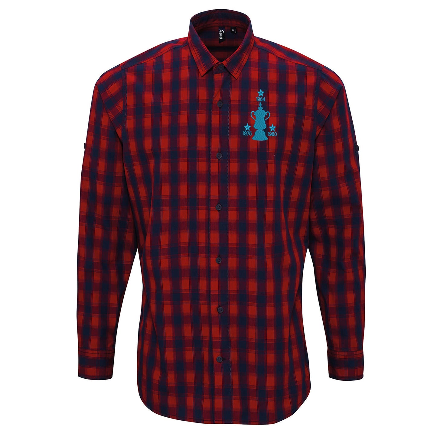 Retro West Ham Three Time Cup Winners Embroidered Long Sleeve Mulligan Check Shirt