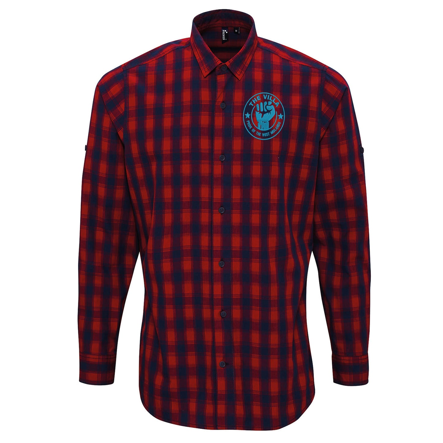 The Villa Pride of The West Midlands Embroidered Long Sleeve Mulligan Check Shirt