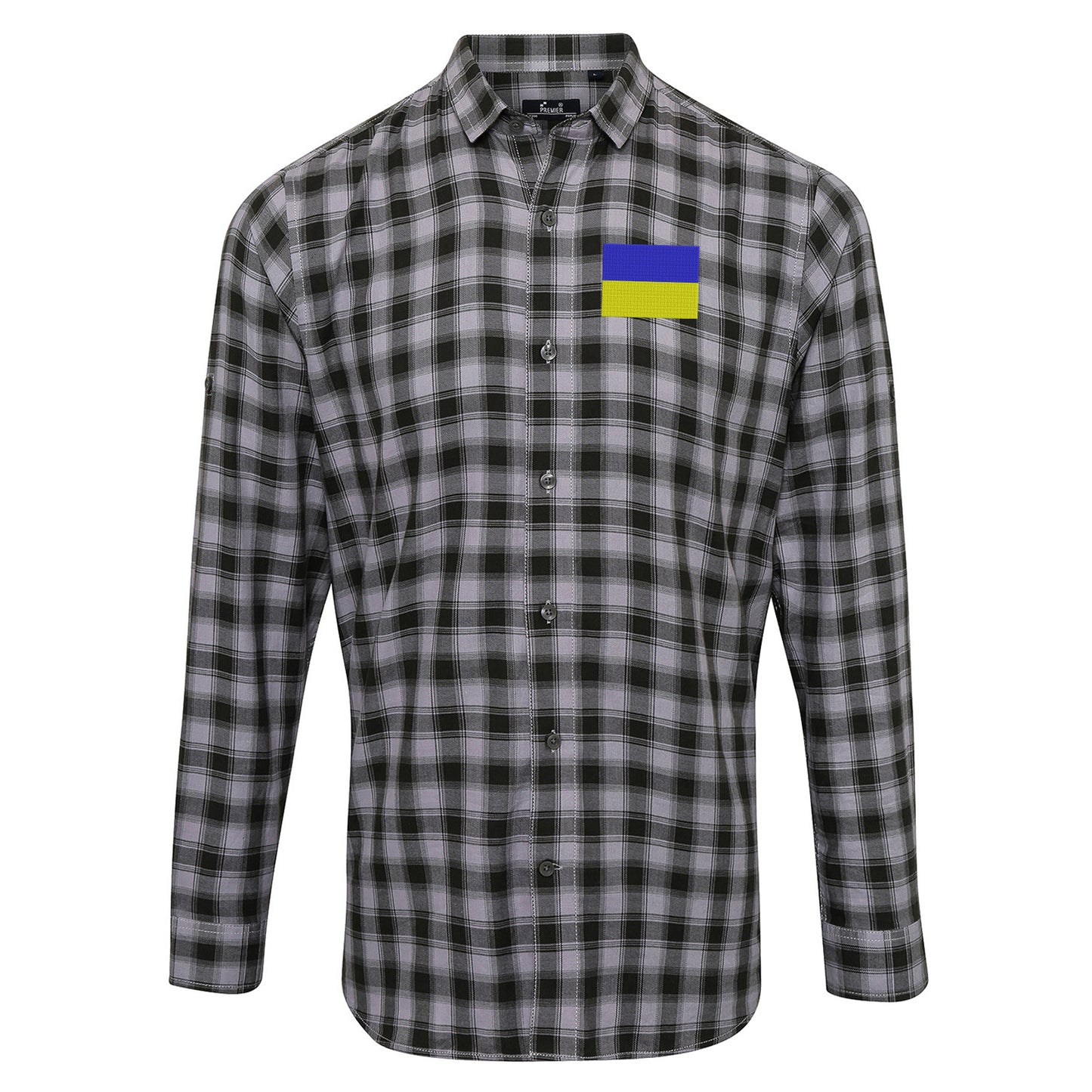 Flag of Ukraine Check Long Sleeve Shirt