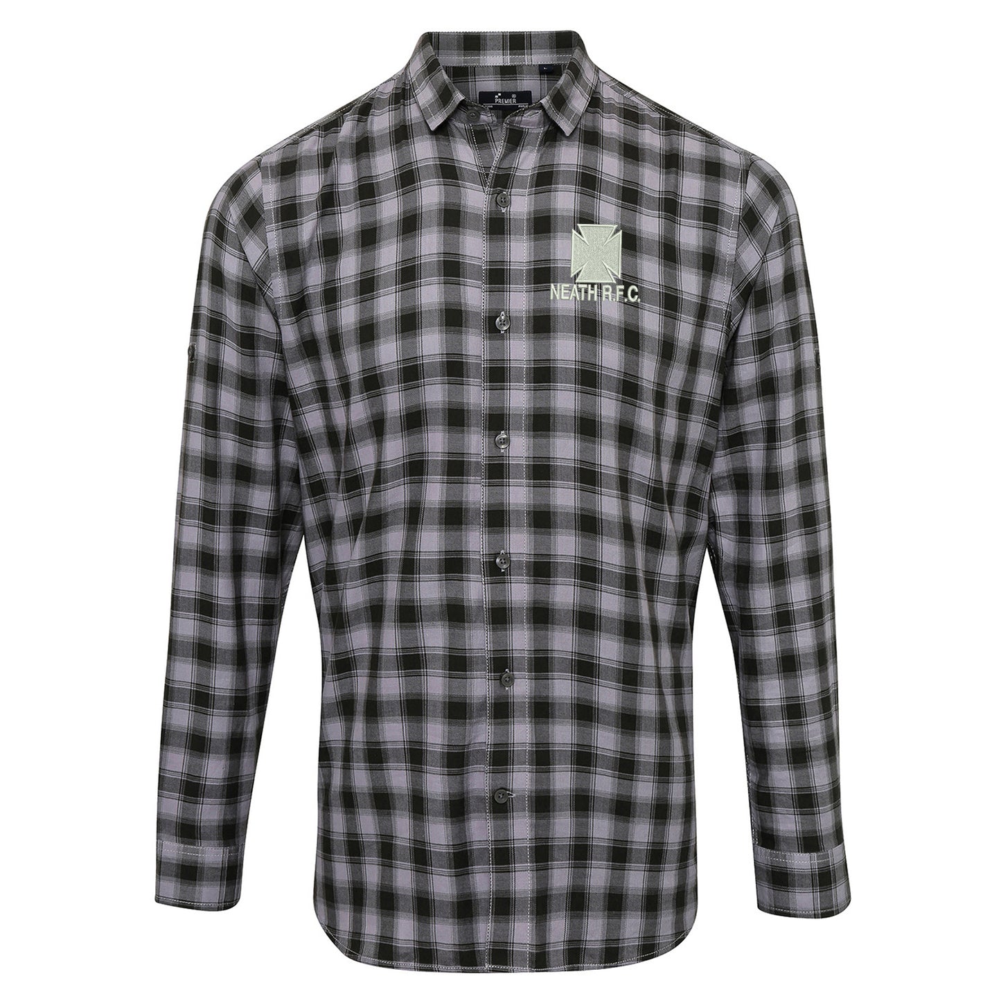 Retro Neath RFC Embroidered Long Sleeve Mulligan Check Shirt