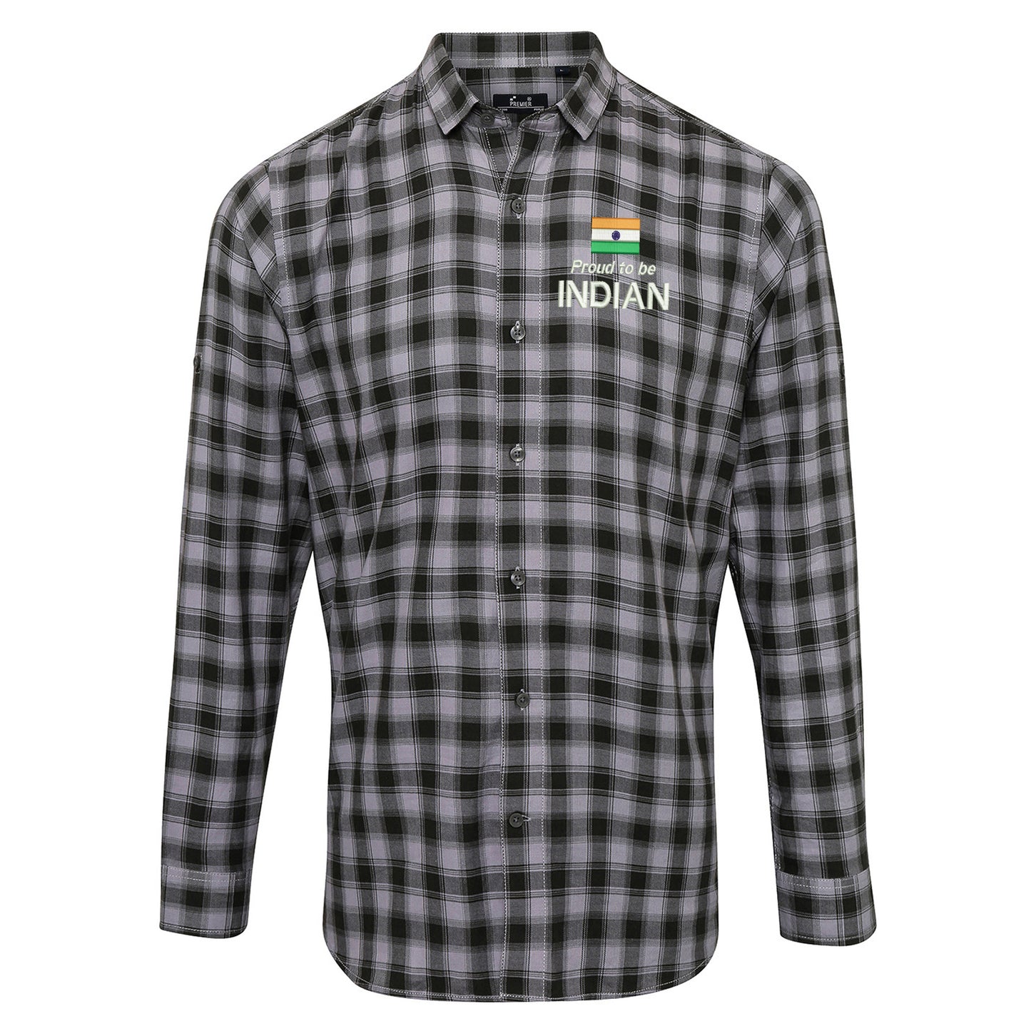 Proud to be Indian Embroidered Long Sleeve Mulligan Check Shirt
