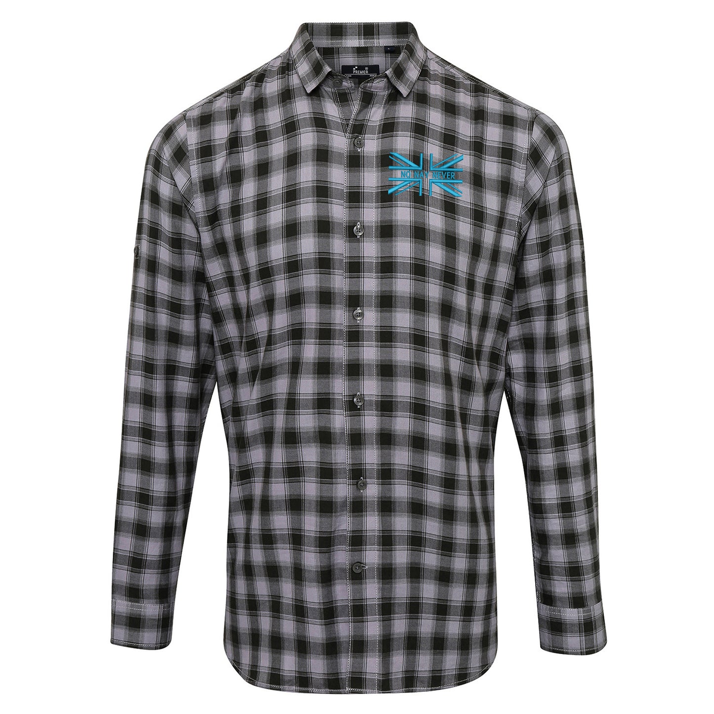 No Nay Never Union Jack Embroidered Long Sleeve Mulligan Check Shirt