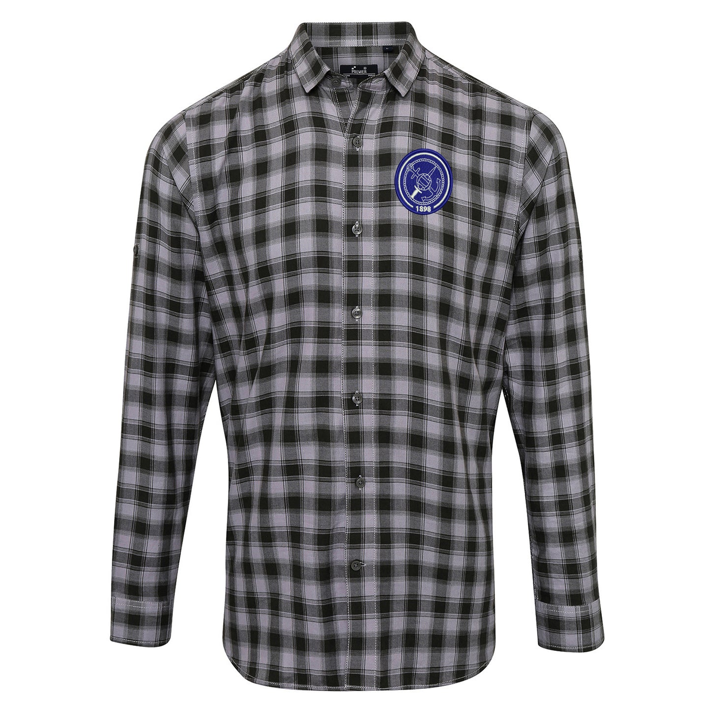 Retro Portsmouth 1898 Embroidered Long Sleeve Mulligan Check Shirt