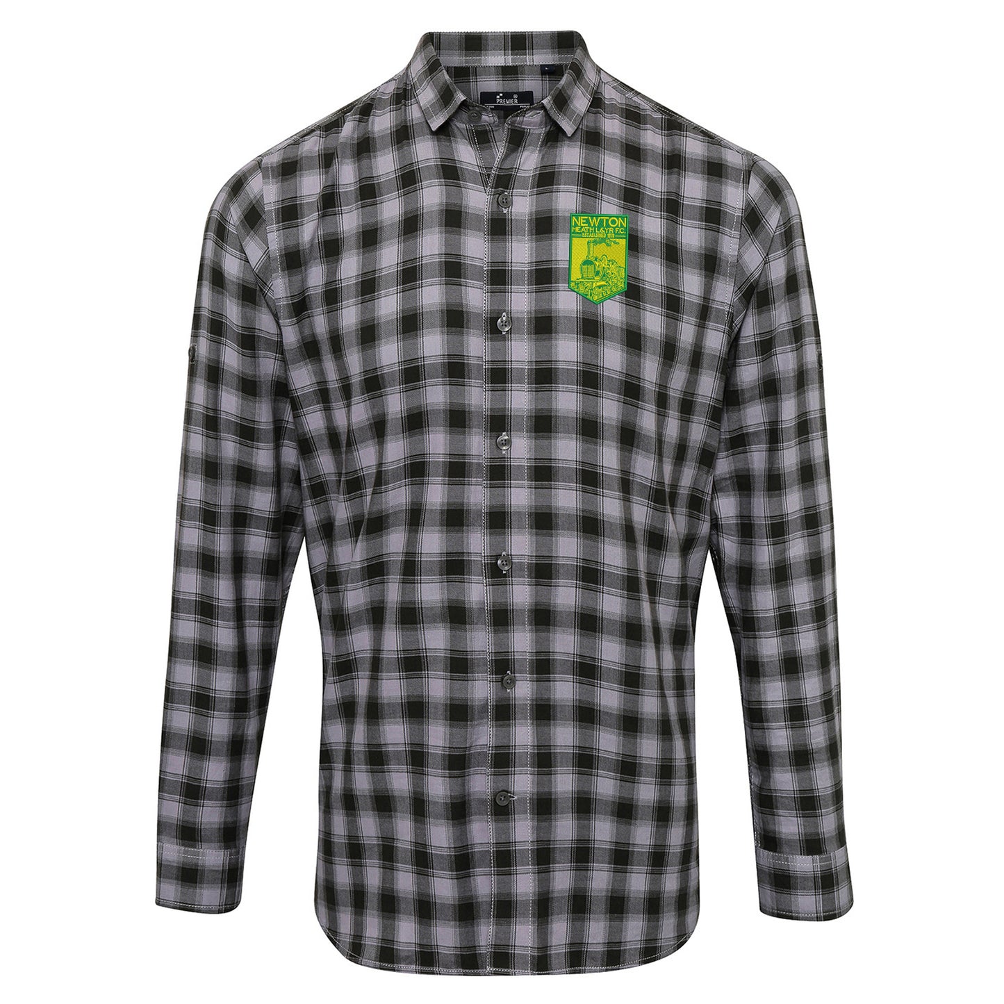 Retro Newton Heath LYR Embroidered Long Sleeve Mulligan Check Shirt