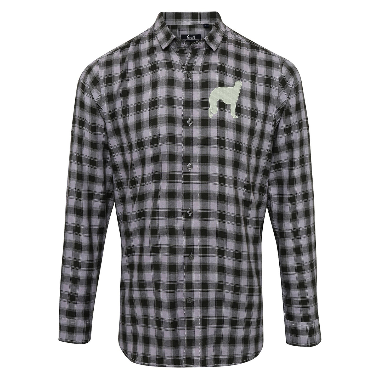 Borzoi Embroidered Long Sleeve Mulligan Check Shirt