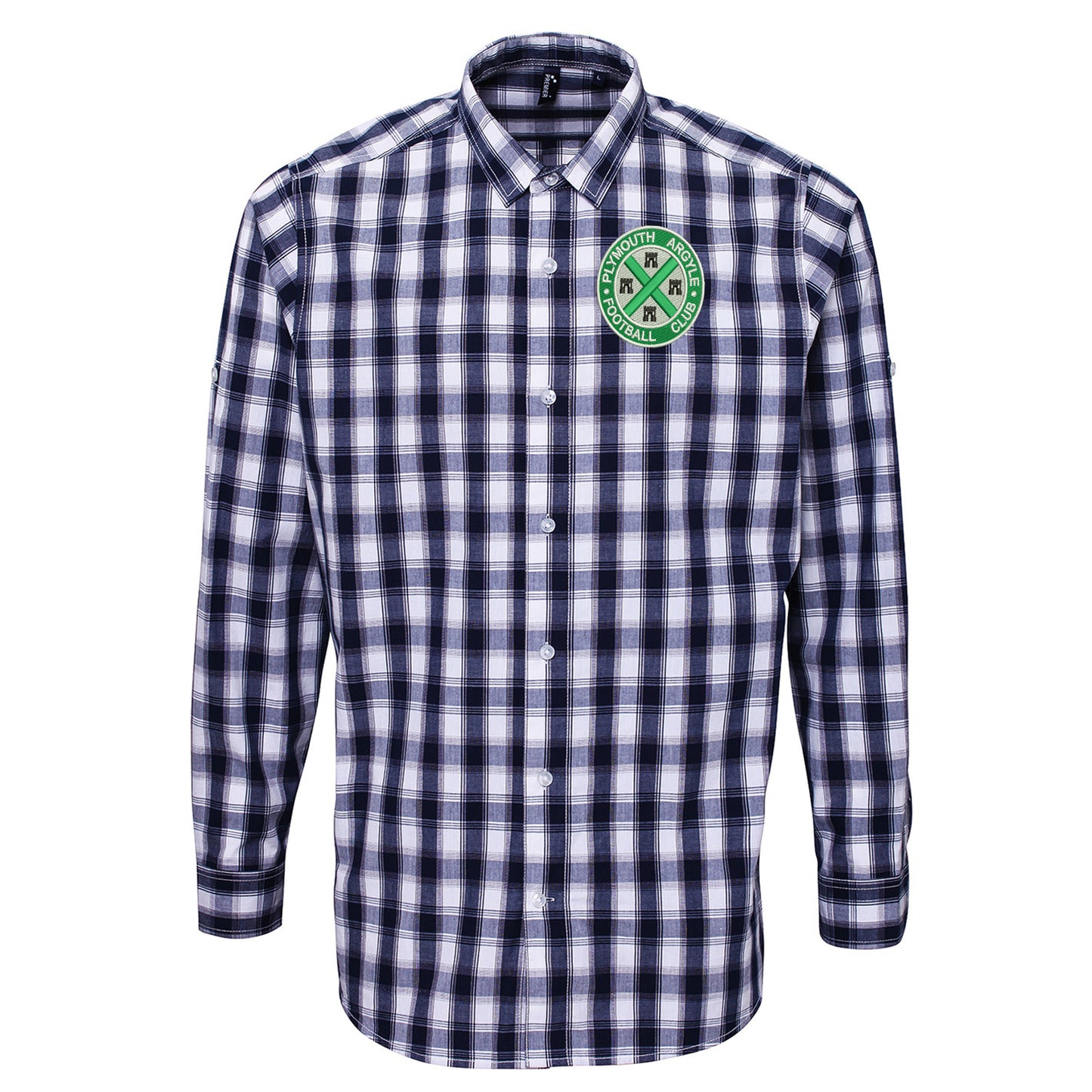 Retro Plymouth 1911 Embroidered Long Sleeve Mulligan Check Shirt