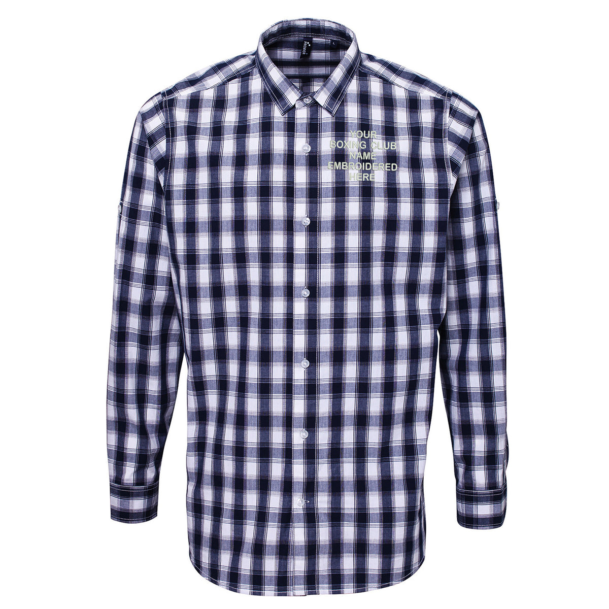 Personalised Boxing Club Long Sleeve Mulligan Check Shirt
