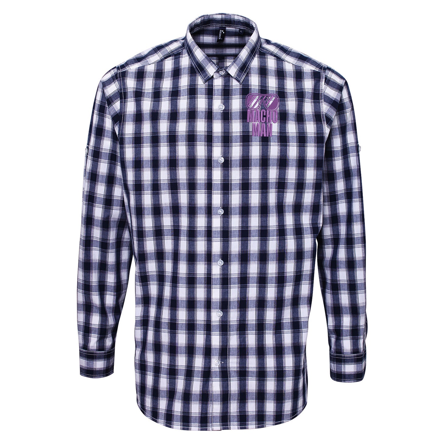 Macho Man Embroidered Long Sleeve Mulligan Check Shirt