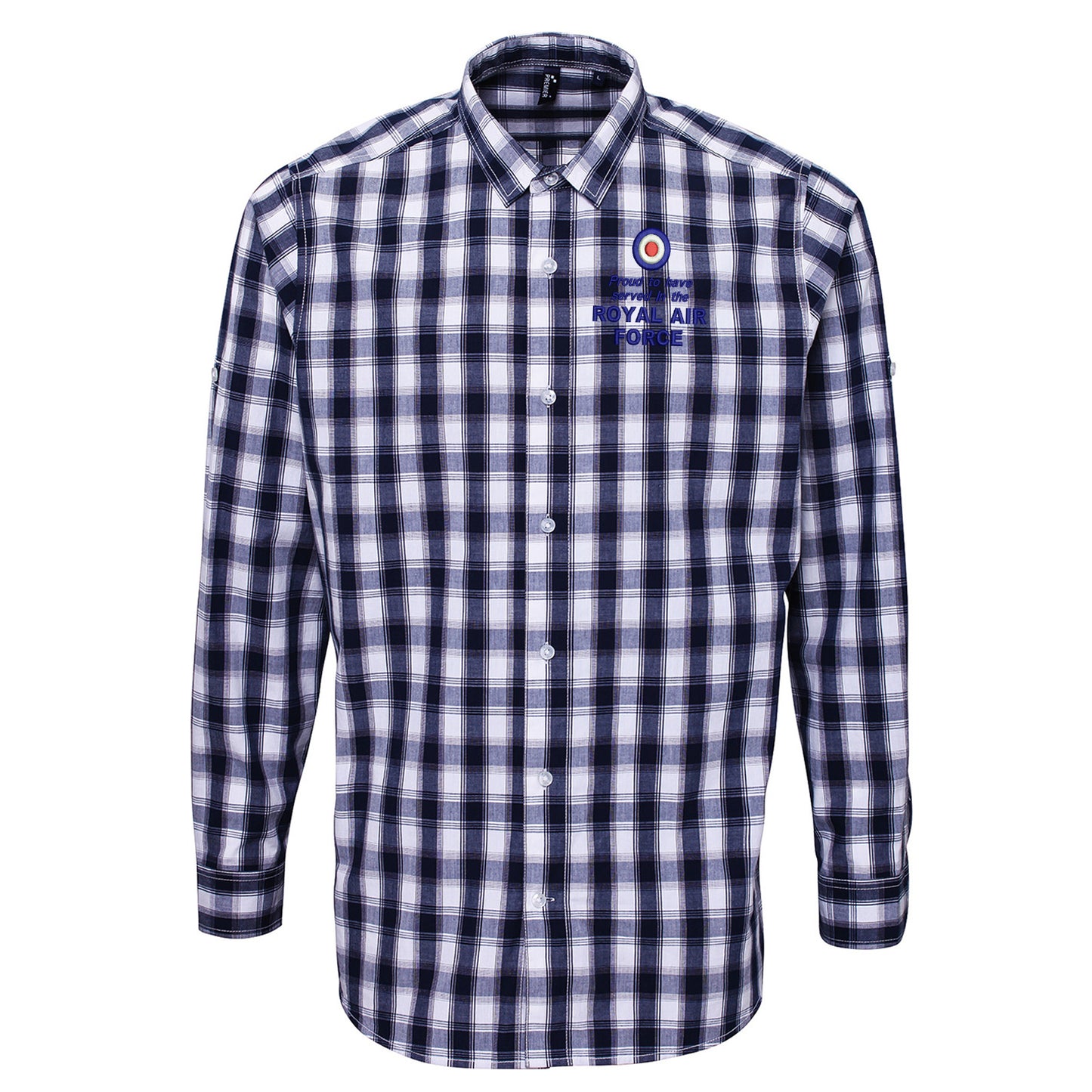 Proud to Have Served in The Royal Air Force Embroidered Long Sleeve Mulligan Check Shirt