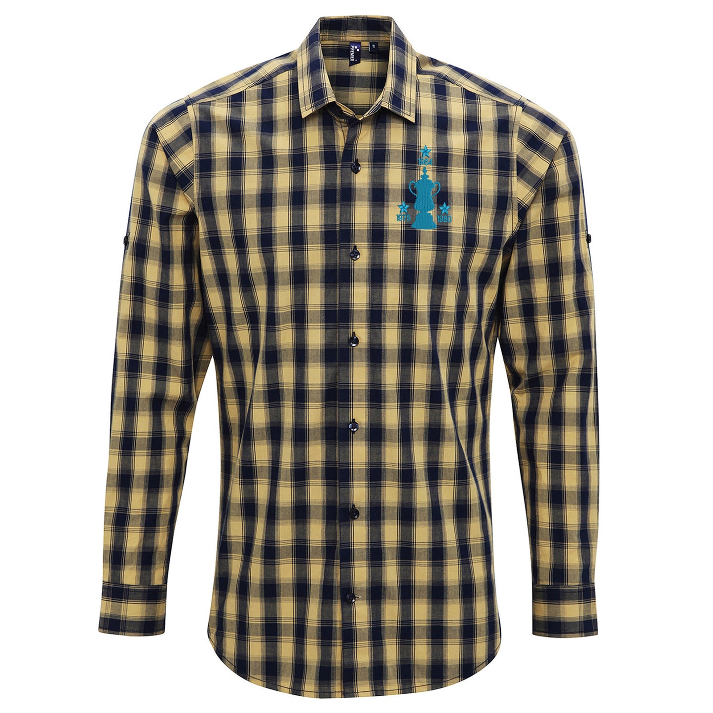 Retro West Ham Three Time Cup Winners Embroidered Long Sleeve Mulligan Check Shirt