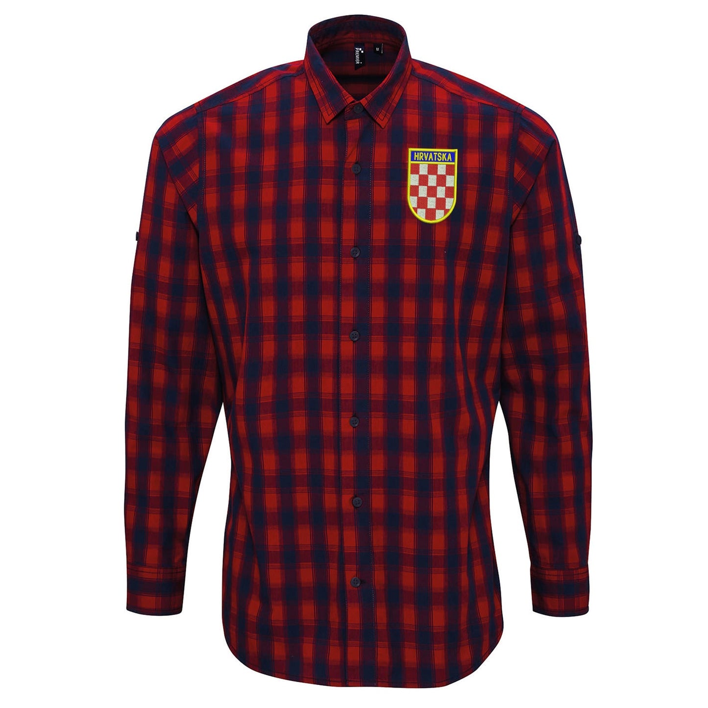 Retro Croatia 1960s Embroidered Long Sleeve Mulligan Check Shirt