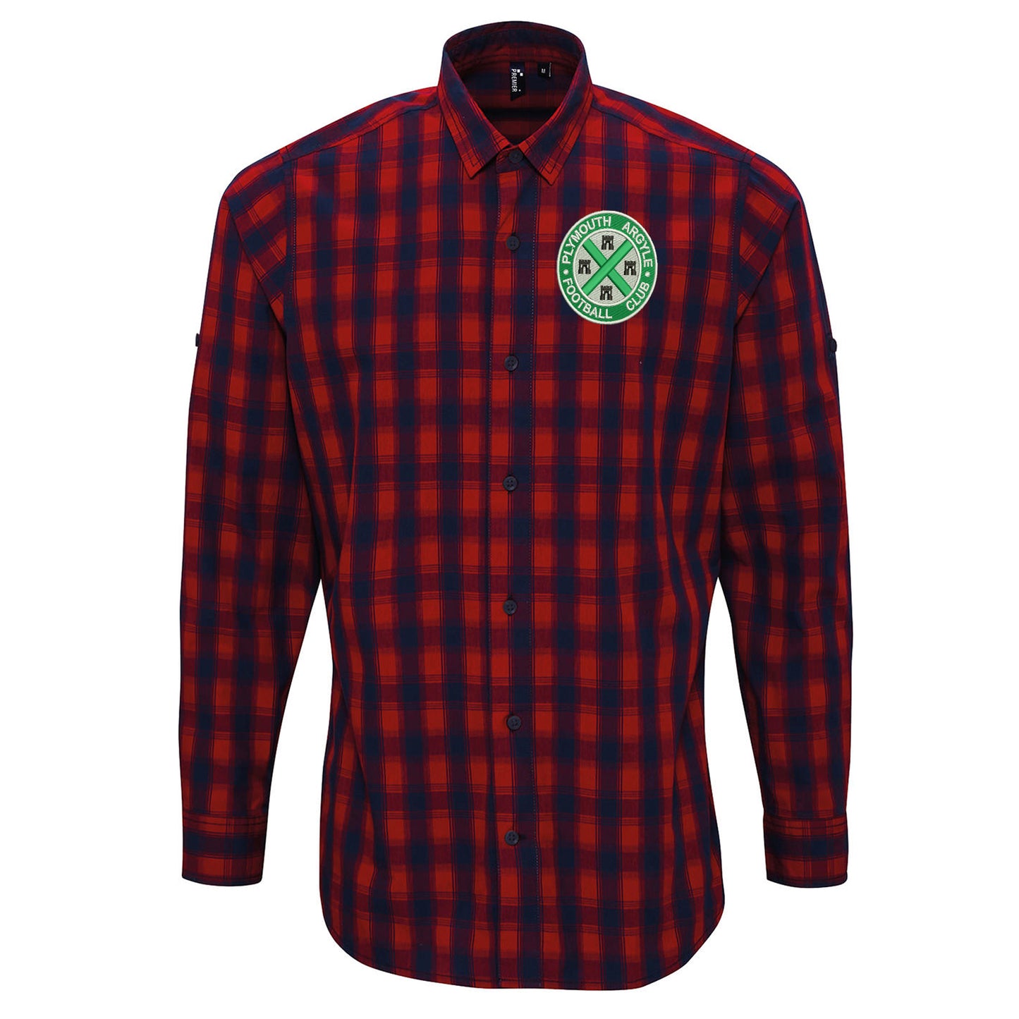 Retro Plymouth 1911 Embroidered Long Sleeve Mulligan Check Shirt