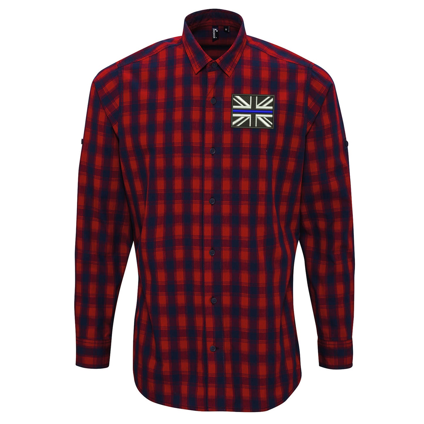 Thin Blue Line Union Jack Embroidered Long Sleeve Mulligan Check Shirt