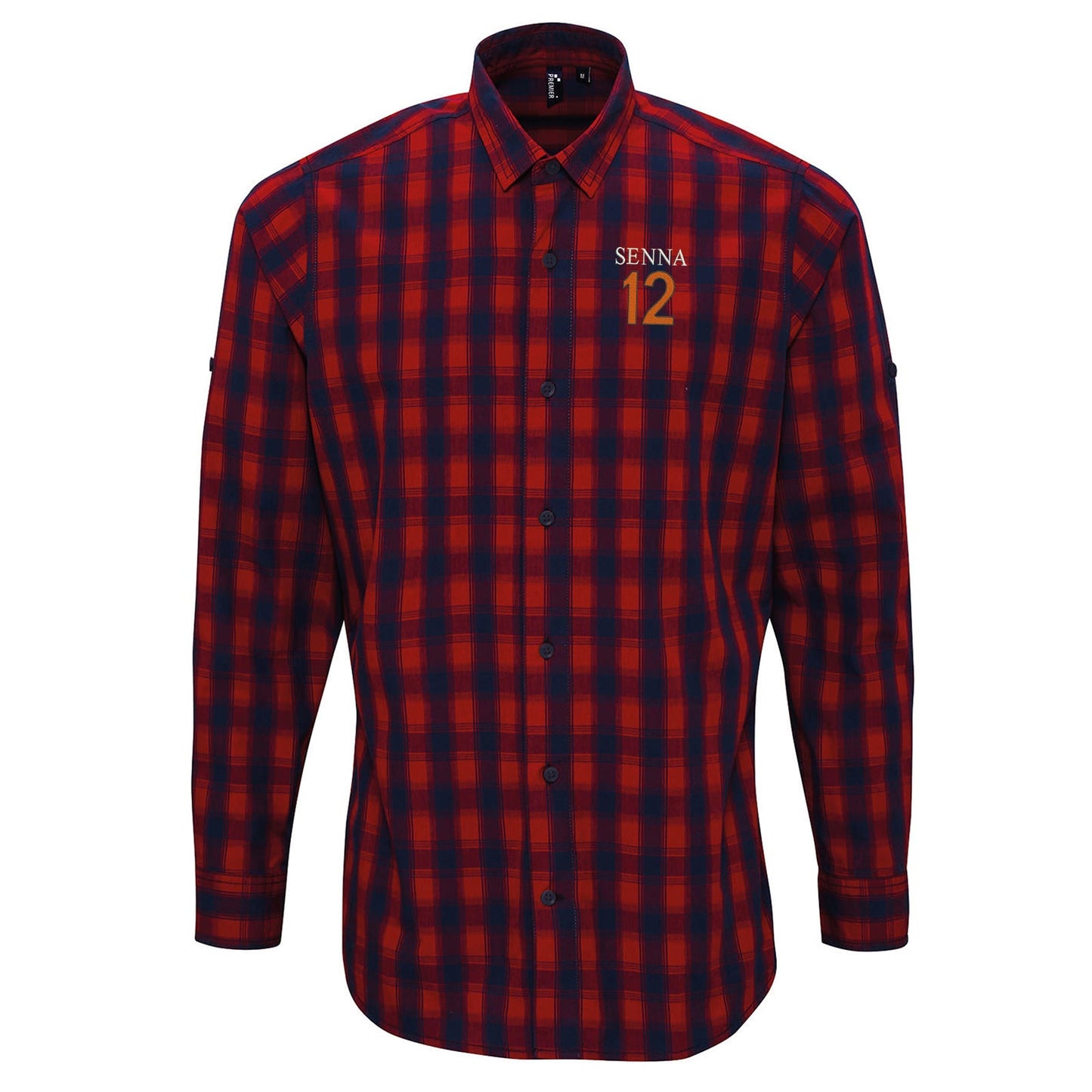 Retro Senna 12 Embroidered Long Sleeve Mulligan Check Shirt