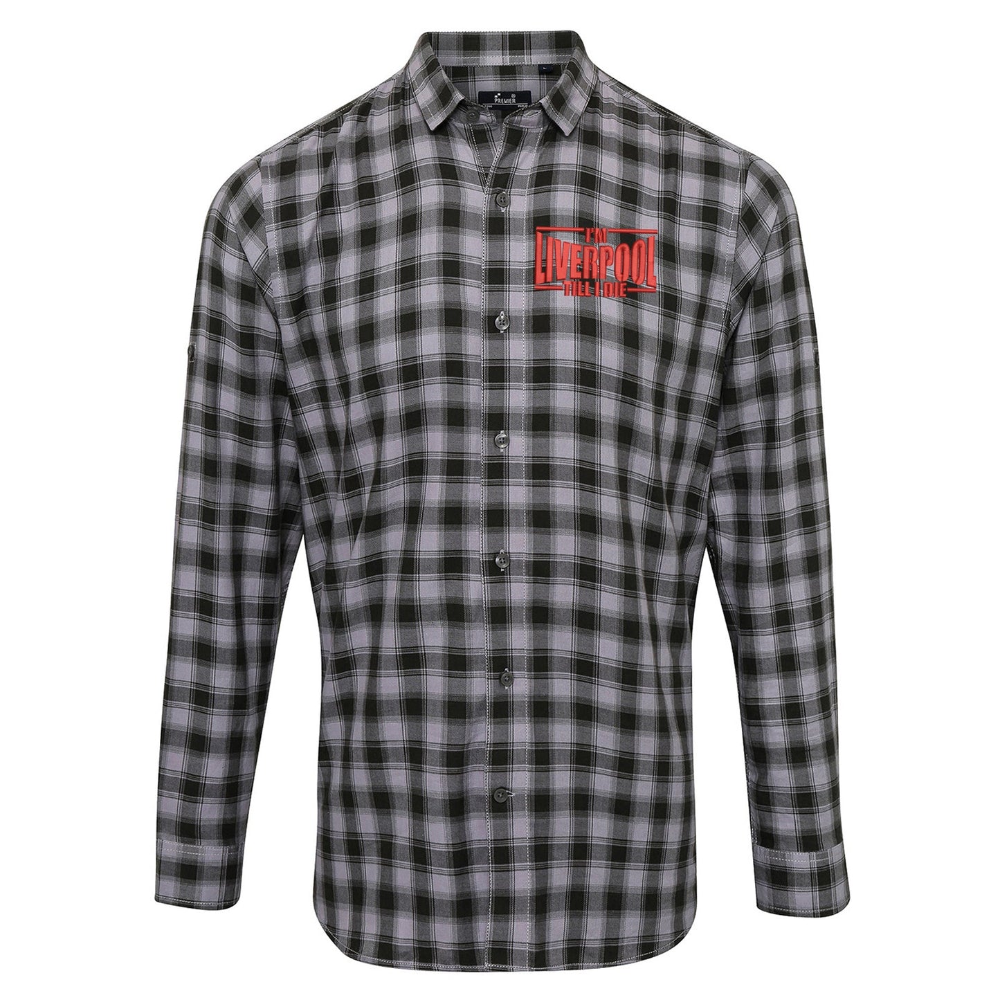 I'm Liverpool Till I Die Embroidered Long Sleeve Mulligan Check Shirt