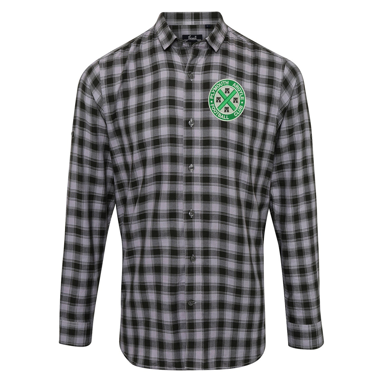 Retro Plymouth 1911 Embroidered Long Sleeve Mulligan Check Shirt
