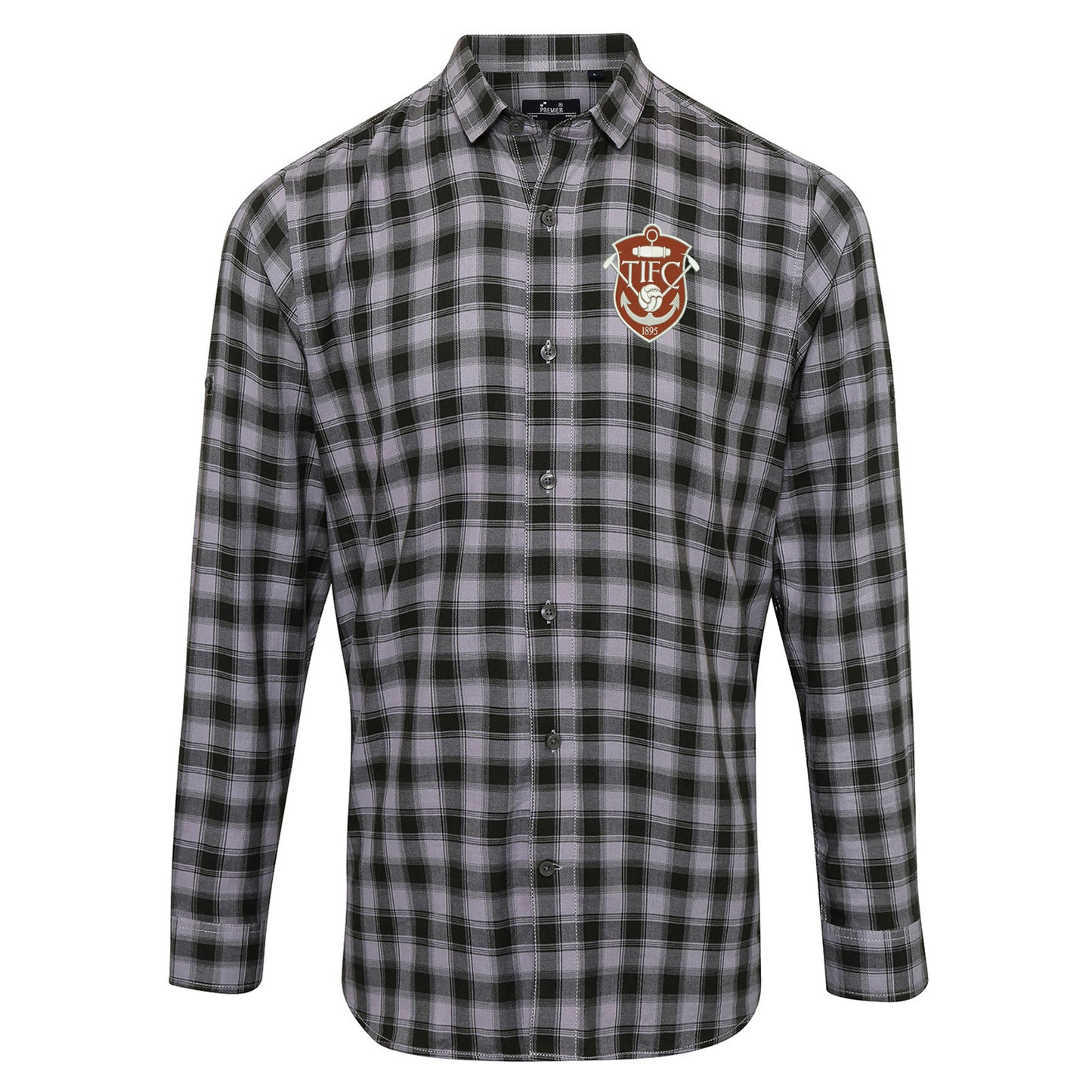 Retro Thames Ironworks FC Embroidered Long Sleeve Mulligan Check Shirt