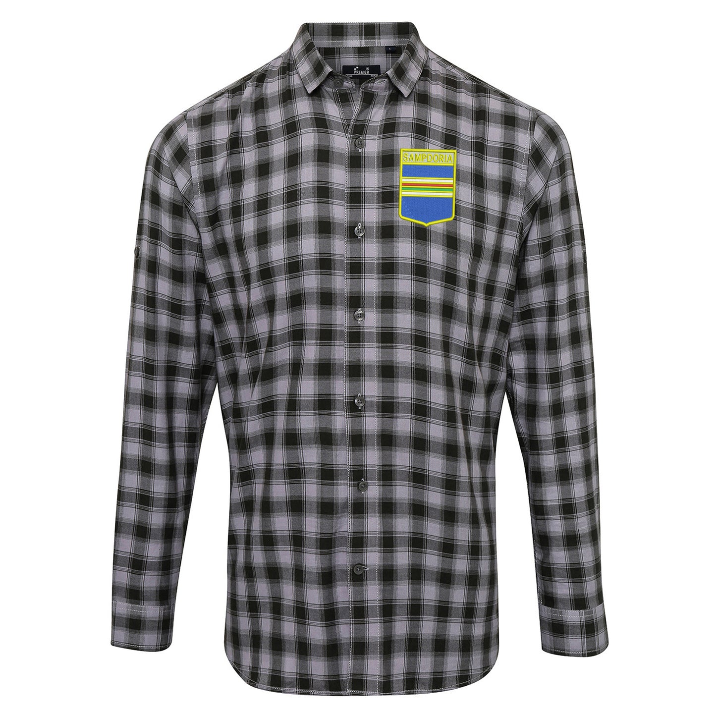 Retro Sampdoria 1960s Embroidered Long Sleeve Mulligan Check Shirt