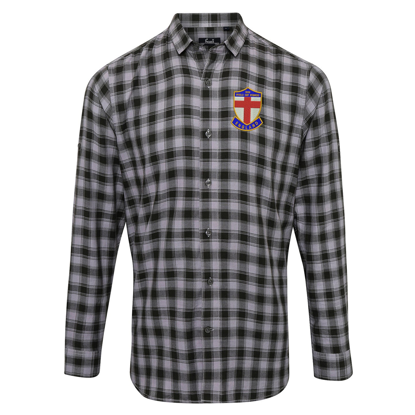 England World Cup Winners 1966 Embroidered Long Sleeve Mulligan Check Shirt