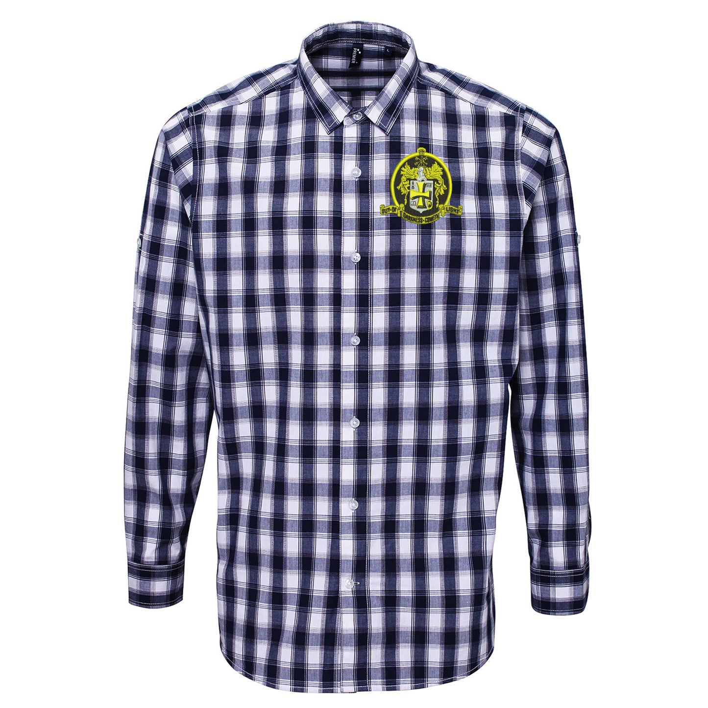 Retro Wolves 1947 Embroidered Long Sleeve Mulligan Check Shirt