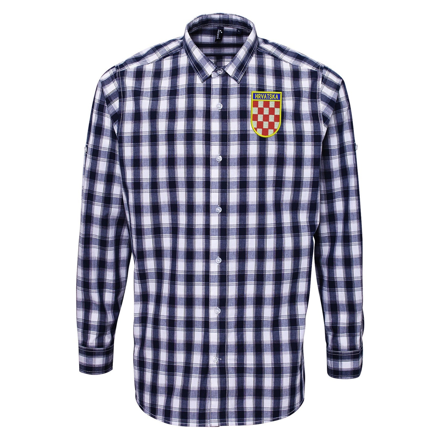 Retro Croatia 1960s Embroidered Long Sleeve Mulligan Check Shirt