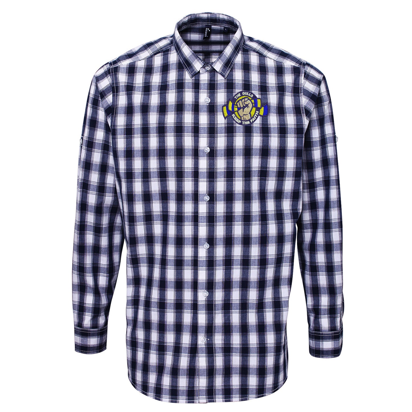 The Gulls Keep The Faith Embroidered Long Sleeve Mulligan Check Shirt