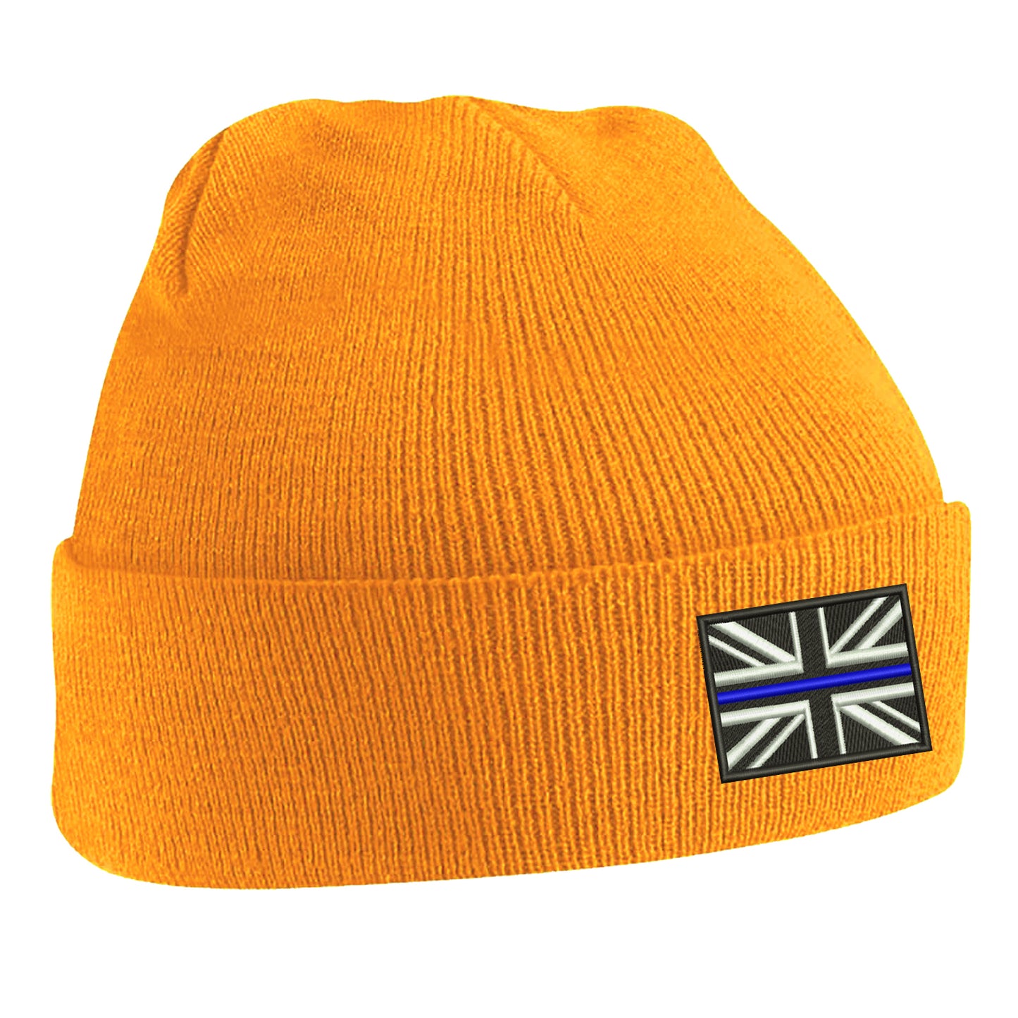 Thin Blue Line Union Jack Embroidered Beanie Hat