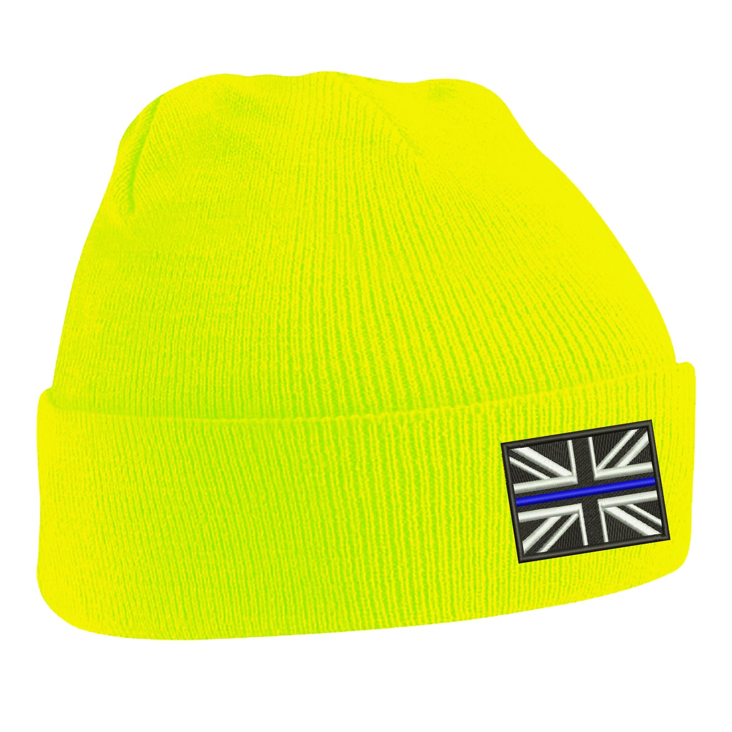 Thin Blue Line Union Jack Embroidered Beanie Hat