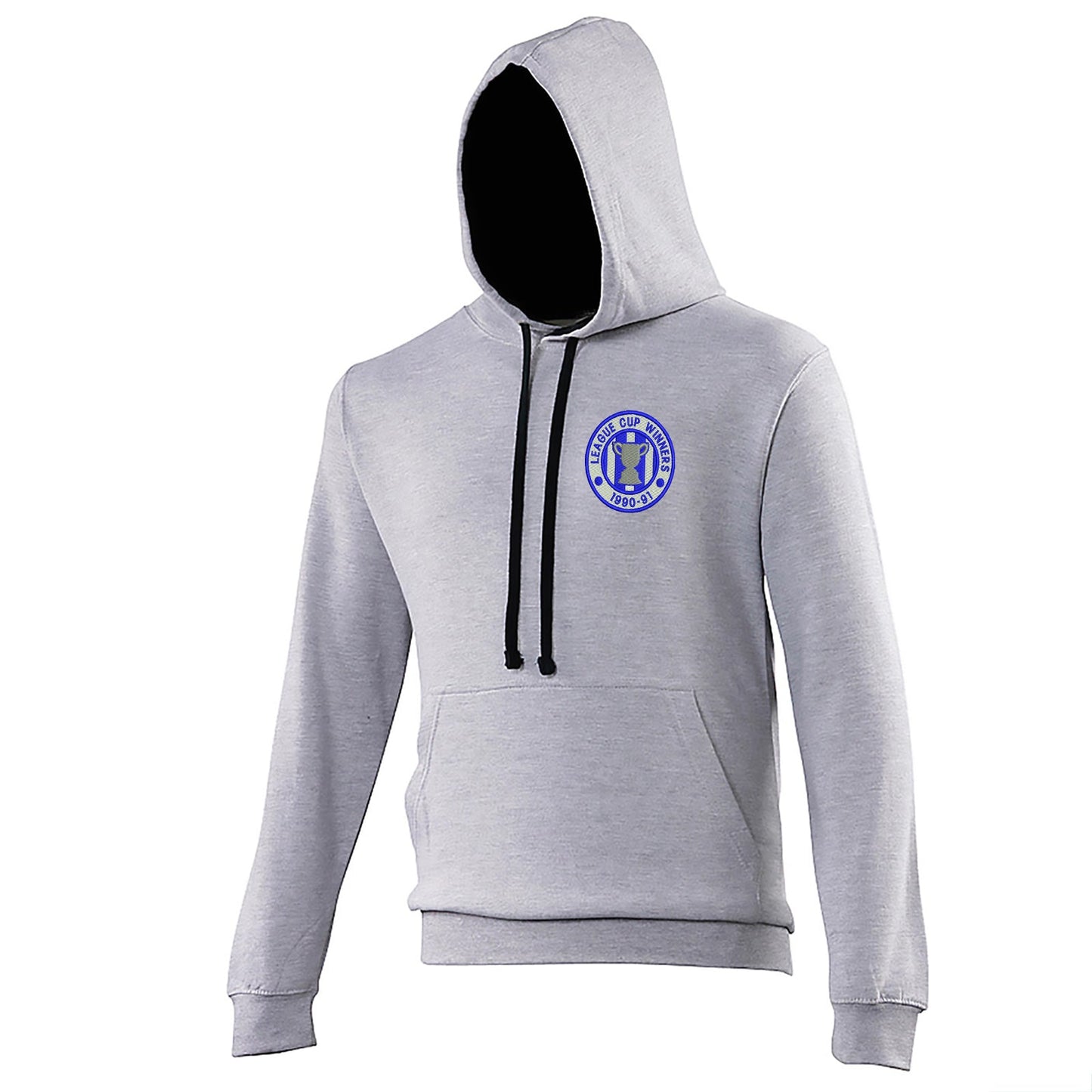 Retro Sheffield Wednesday League Cup Winners 1991 Embroidered Contrast Hoodie